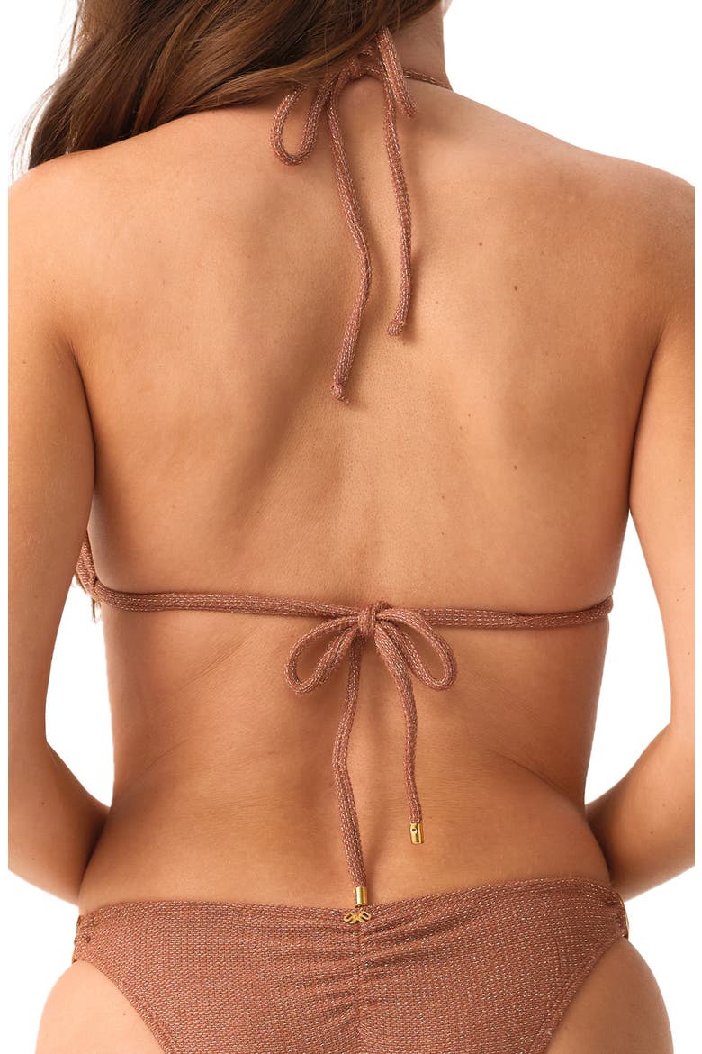 Mara Metallic Triangle Bikini Top, Alternate, color, MOCHA