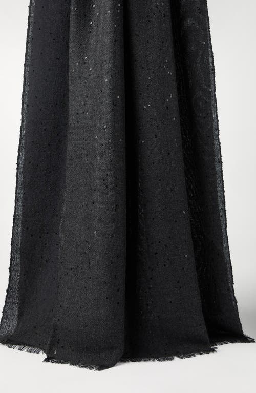 Brunello Cucinelli Cashmere And Silk Diamond Yarn Scarf In Lignite Grey