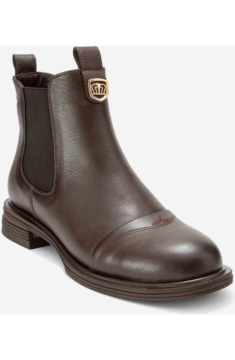 Forever & Always Shoes Sidney Leather Buckled Chelsea Boot, Main, color, Brown Leather