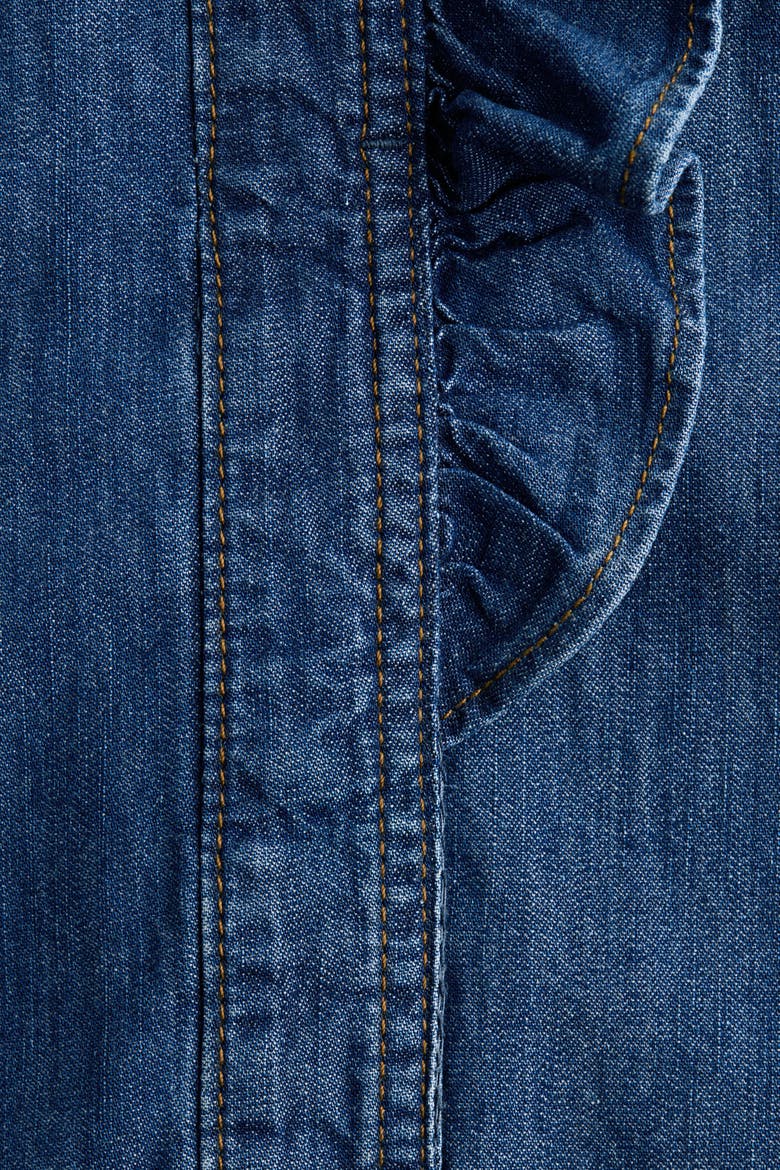 Ruffle-Trimmed Denim Blouse, Alternate, color, Dark denim blue