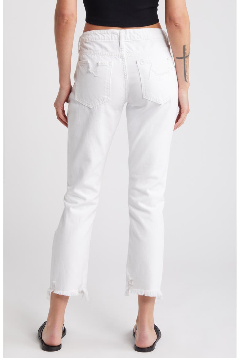 Slim Ripped Fray Hem Boyfriend Jeans, Alternate, color, WHITE