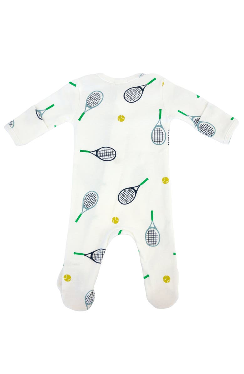 oh baby! Tennis Print Zipper Footie, Alternate, color, Cream