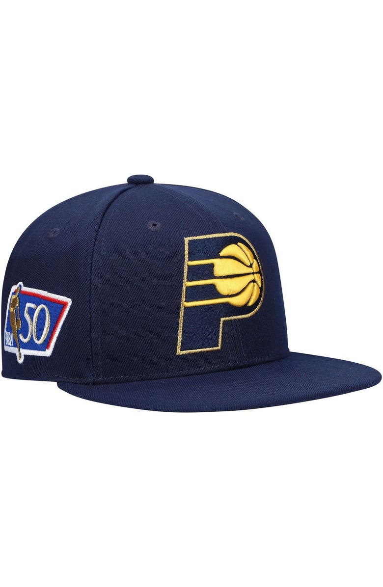 Mitchell & Ness Men's Mitchell & Ness Navy Indiana Pacers 50th Anniversary Snapback Hat, Main, color, 