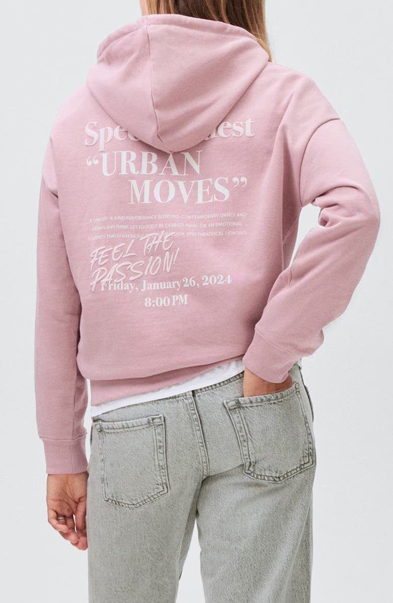 MANGO TEEN Print Hoodie, Alternate, color, Pastel Pink