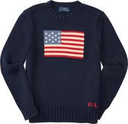 Polo Ralph Lauren Kids' American Flag Cotton Crewneck Sweater