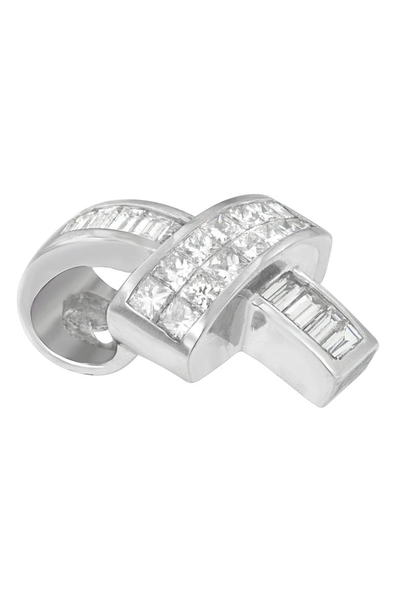 Haus of Brilliance 14K White Gold 2 cttw Princess and Baguette Cut Diamond Ribbon Pendant Necklace, Alternate, color, White