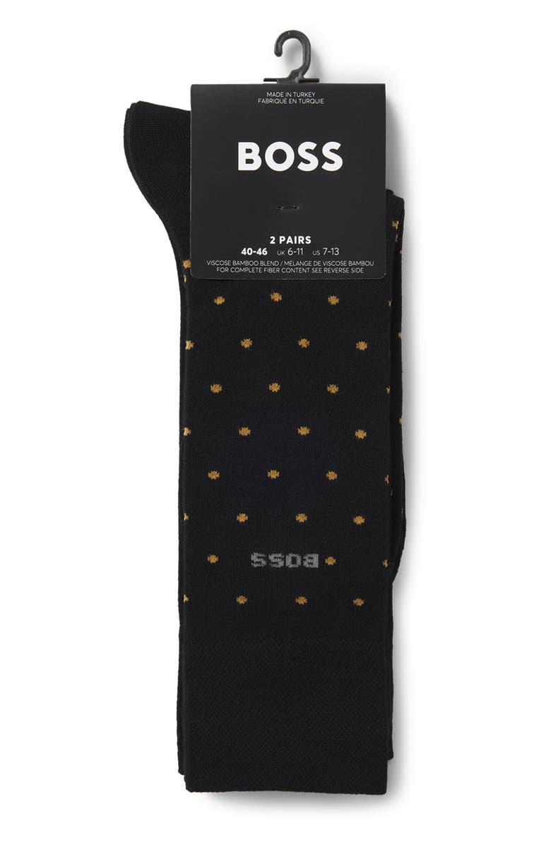 BOSS Assorted 2-Pack Dot & Solid Dress Socks, Alternate, color, Black