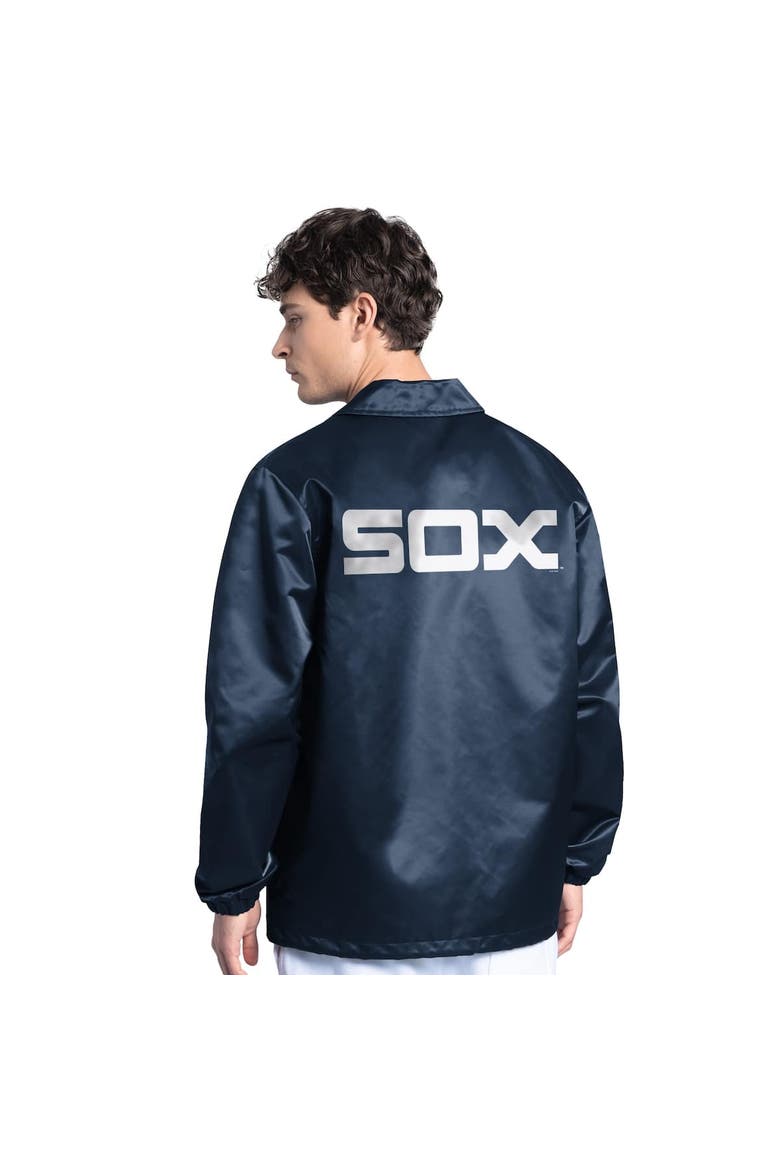 Men's Starter  Navy Chicago White Sox Cooperstown Collection Point Man Full-Snap Coaches Jacket, Alternate, color, Navy