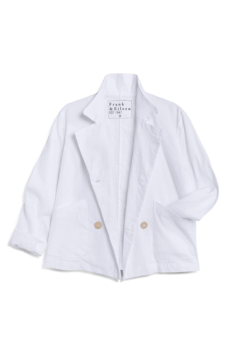 Frank & Eileen Mini Belfast Stretch Cotton Crop Peacoat, Alternate, color, White Preformance Linen