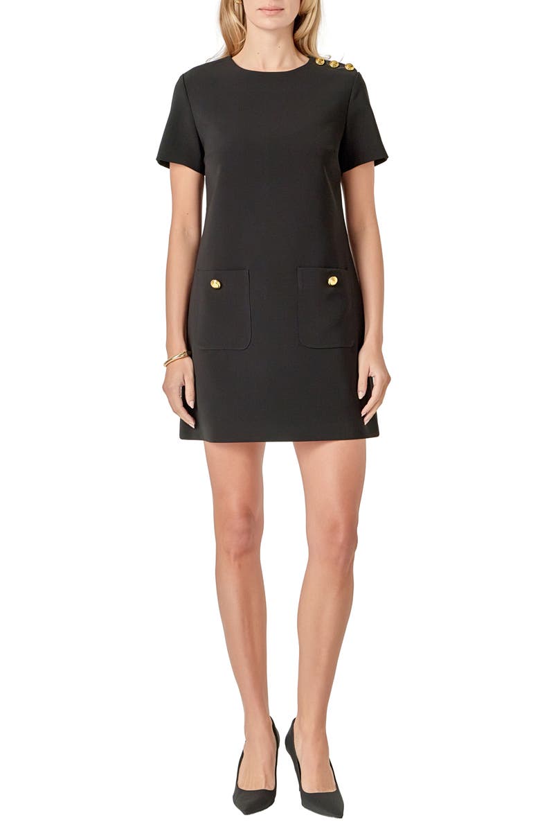 English Factory Golden Button Shift Minidress, Main, color, 