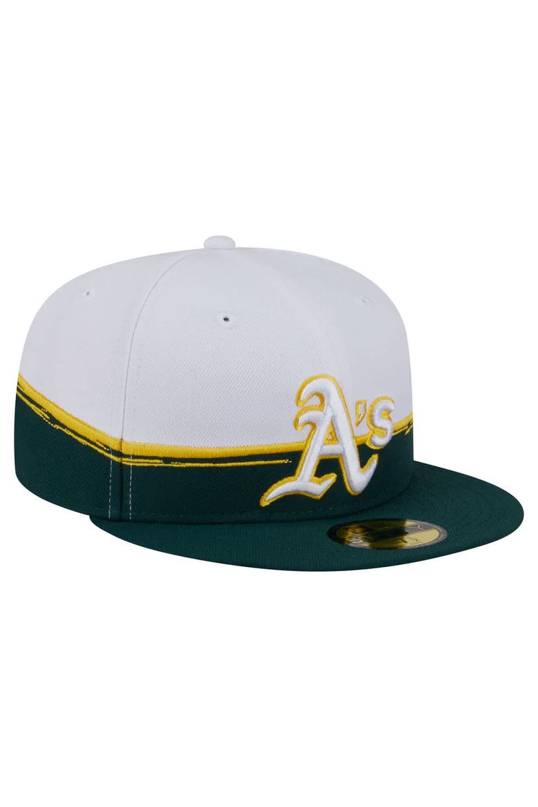 Men's New Era  Green/White Athletics Paint Stroke 59FIFTY Fitted Hat, Alternate, color, Green