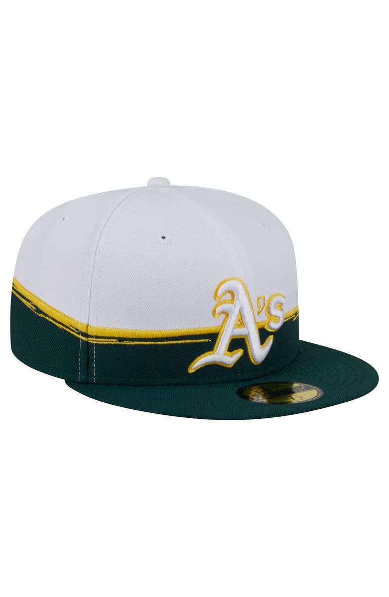 New Era Men's New Era Green/White Athletics Paint Stroke 59FIFTY Fitted Hat, Alternate, color, Green