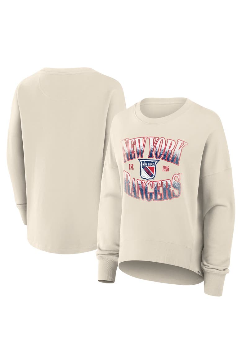 Women's Fanatics Cream New York Rangers Oversized Vintage Slice Pullover Sweatshirt, Main, color, Cream