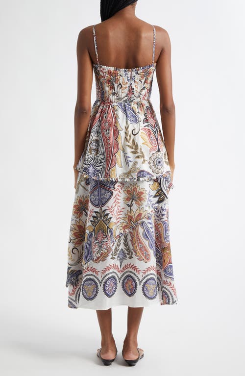 Farm Rio Boho Glam Floral Sundress In Boho Glam Off-white