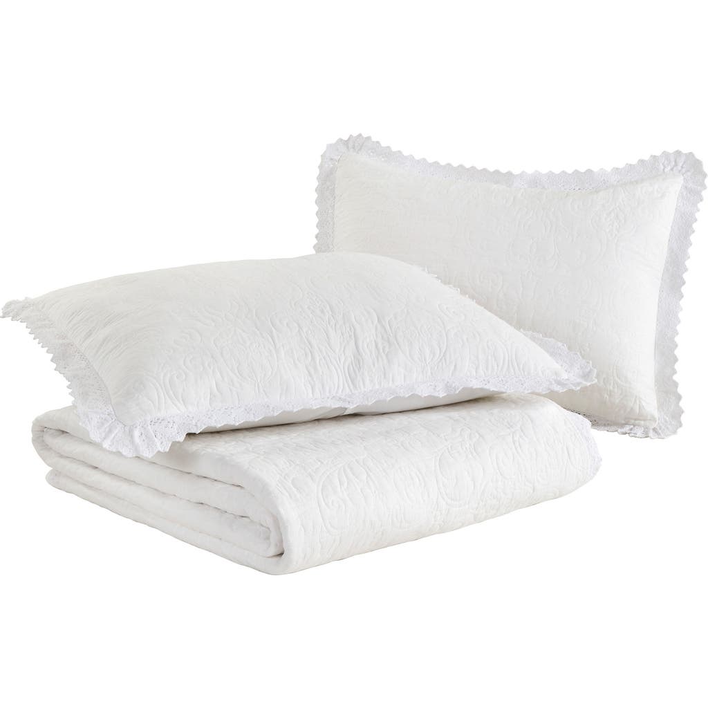 Laura Ashley Heirloom Crochet Quilt Set In White