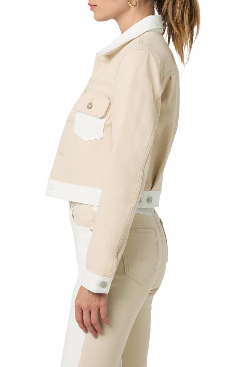 Lola Two-Tone Shrunken Denim Trucker Jacket, Alternate, color, ANGORA COLORBLOCK