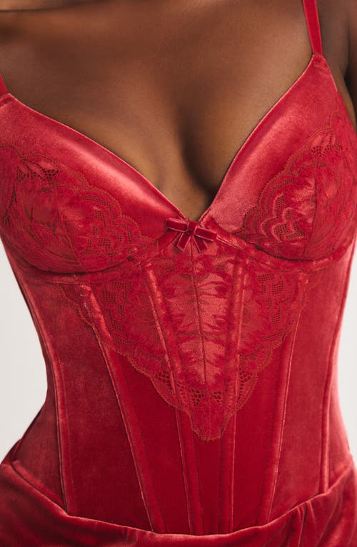 Savage X Fenty Plush Rush Underwire Corset Slipdress In Red