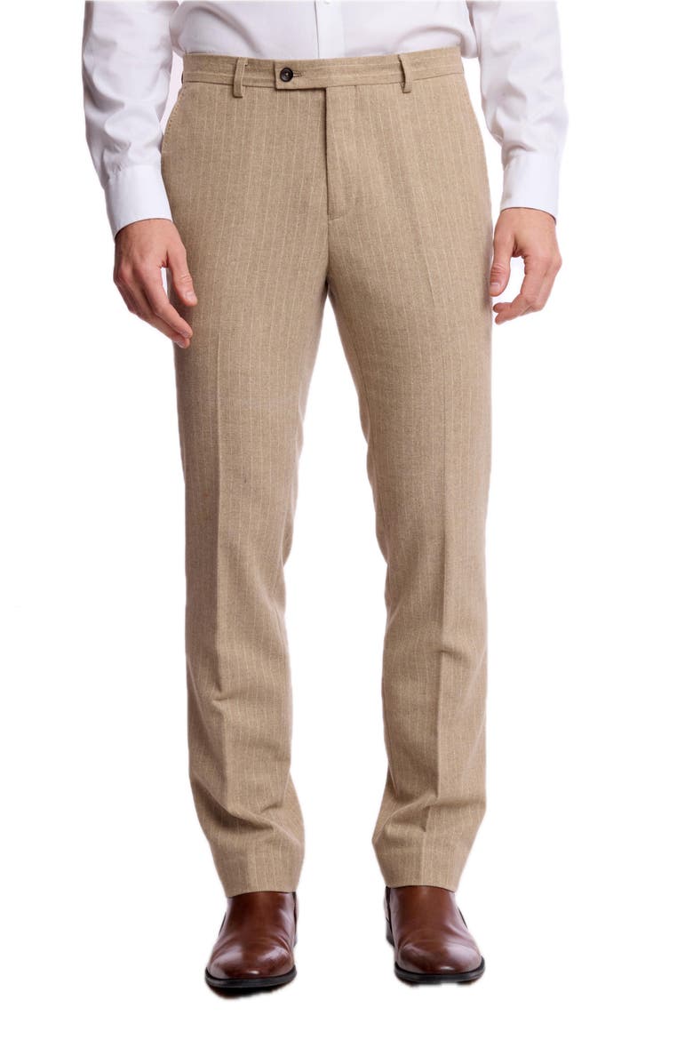 Downing Slim Fit Pinstripe Wool Blend Pants, Main, color, HARVEST TAN PINSTRIPE