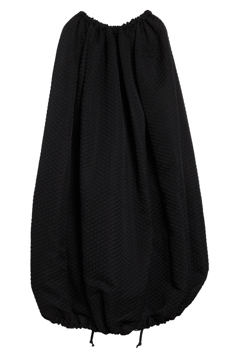 Gathered Diamond Jacquard Cocoon Dress, Alternate, color, BLACK