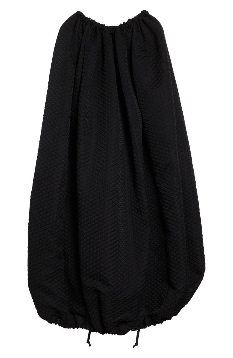 Comme des Garçons Gathered Diamond Jacquard Cocoon Dress, Main, color, Black