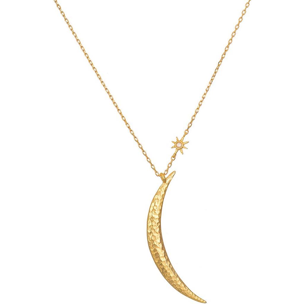Satya Jewelry Illuminated Path Gold Moon Necklace In Gold