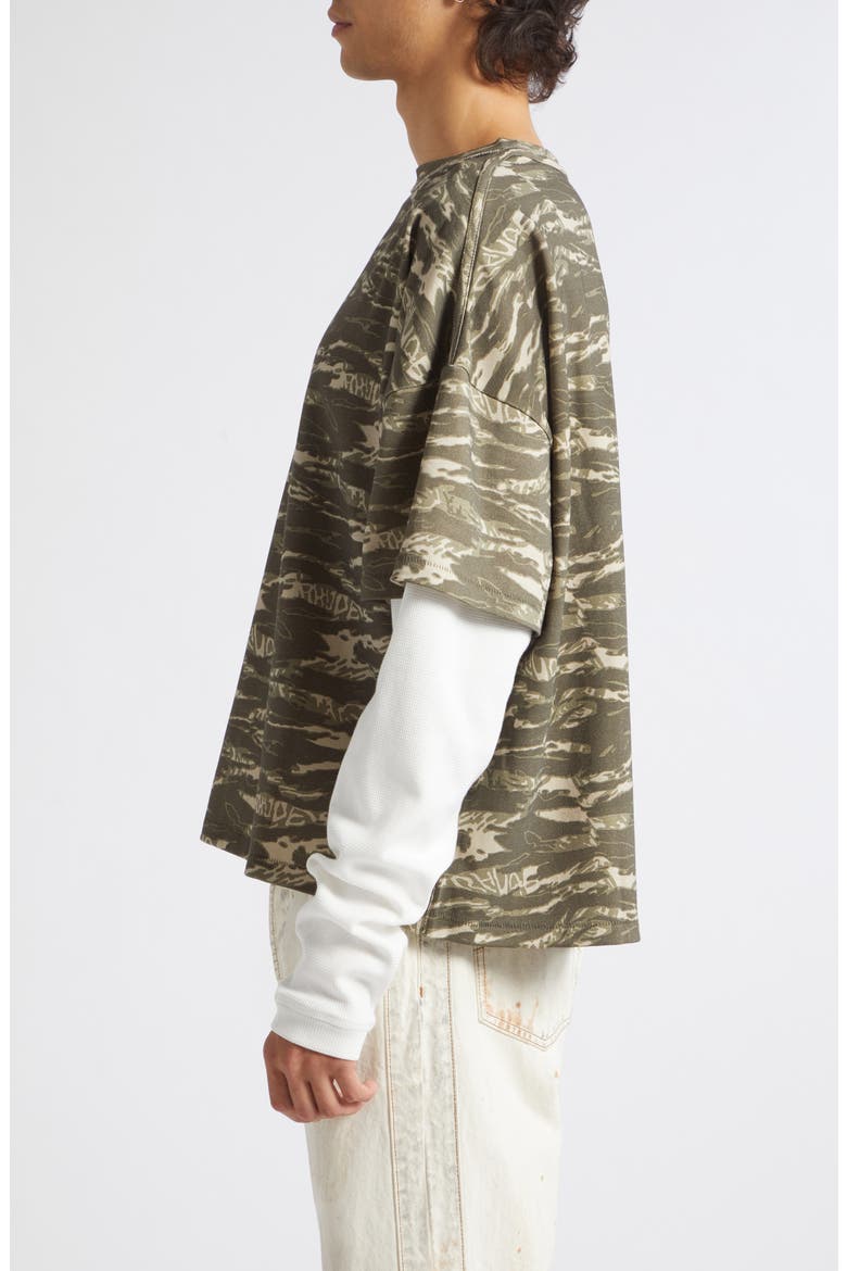 Tiger Camo Double Layer T-shirt, Alternate, color, CAMO/ WHITE