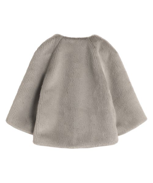 Echo Collarless Fur Jacket With Raglan Sleeves In Gray