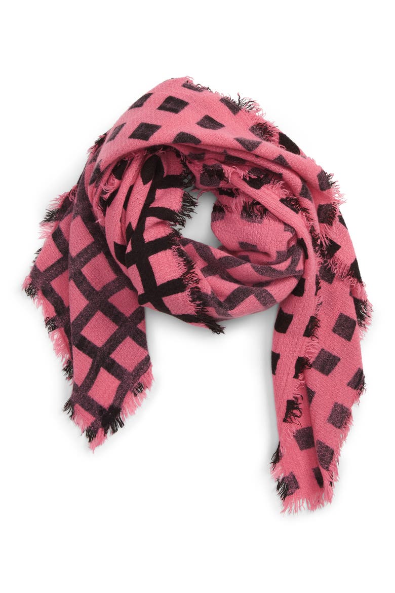 Bicolor Windowpane Plaid Scarf, Main, color, PINK/ BLACK