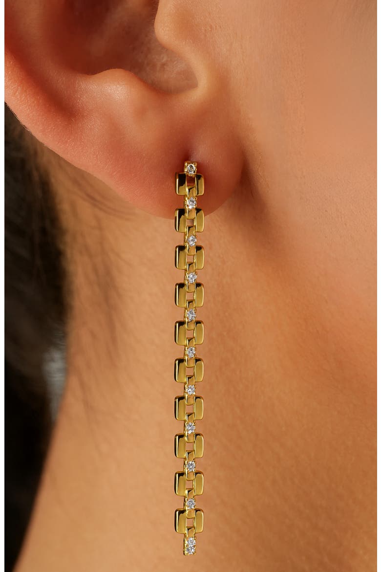 Panthera Cubic Zirconia Linear Earrings, Alternate, color, GOLD