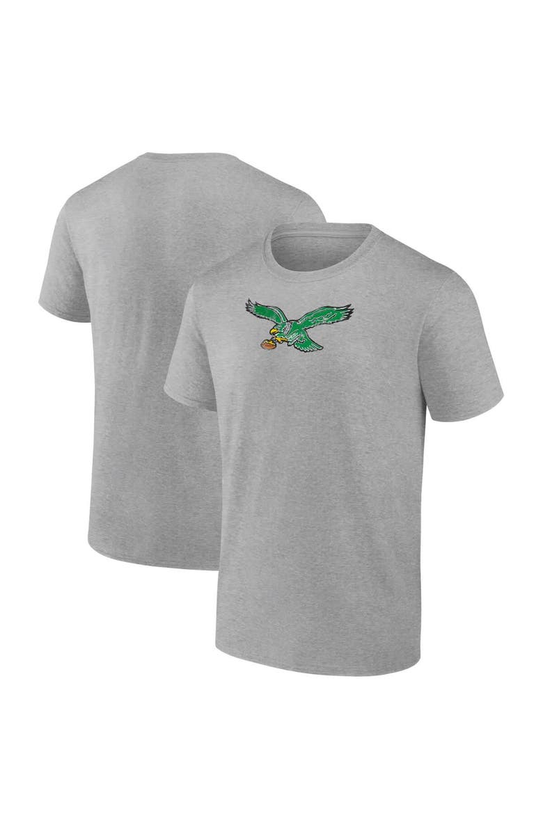 FANATICS Men's Fanatics  Heather Gray Philadelphia Eagles Distressed Throwback Logo T-Shirt, Main, color, 