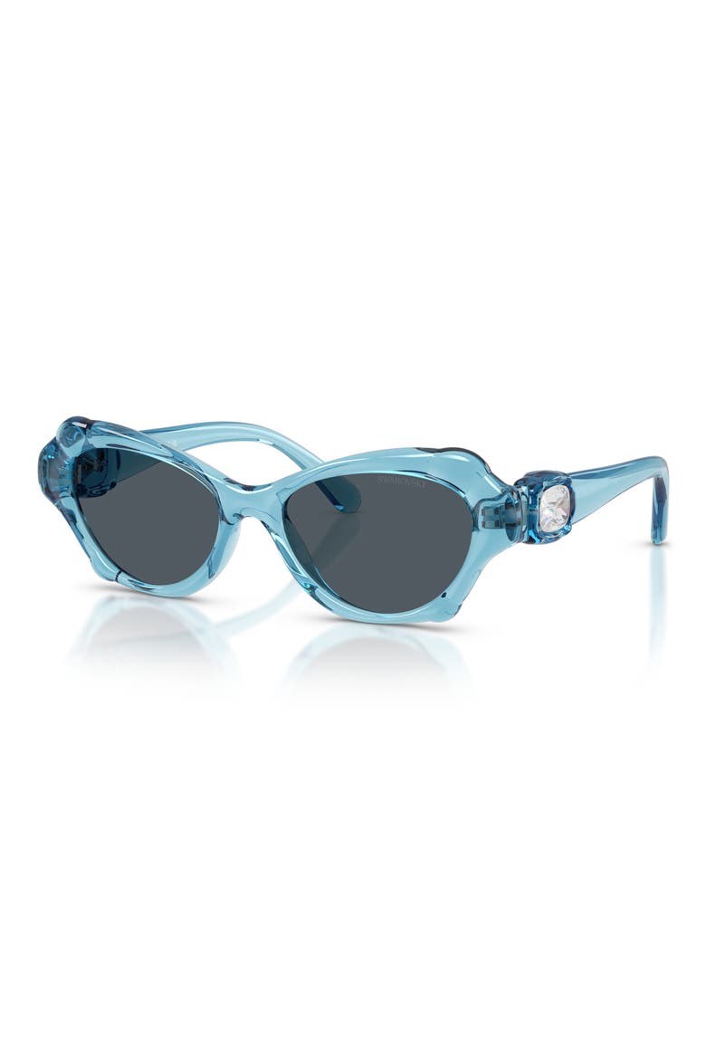 52mm Cat Eye Sunglasses, Alternate, color, TRANSAPRENT LIGHT BLUE / GREY