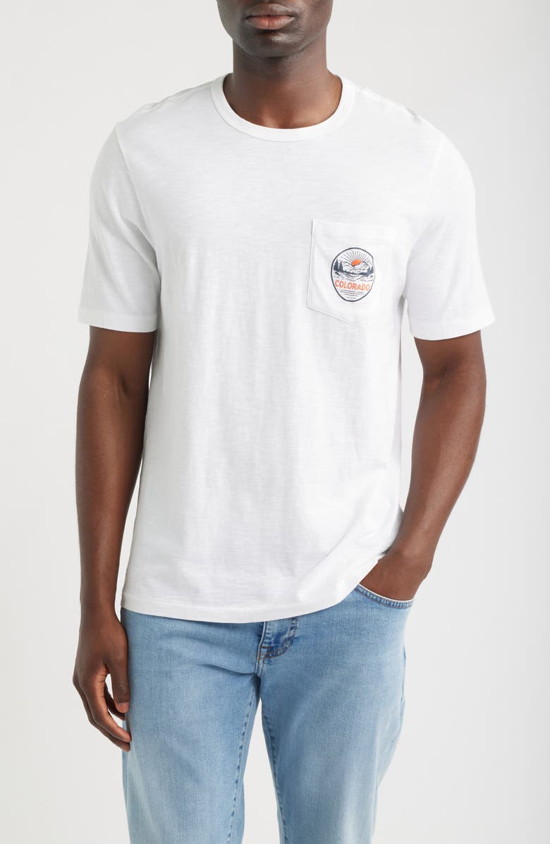 Faherty Sunwashed Colorado Graphic Pocket T-Shirt, Main, color, White
