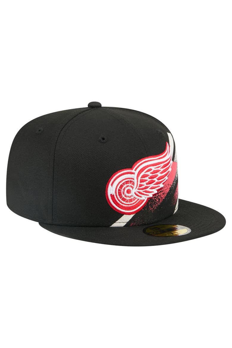 Men's New Era Black Detroit Red Wings Faded Lines 59FIFTY Fitted Hat, Alternate, color, Black