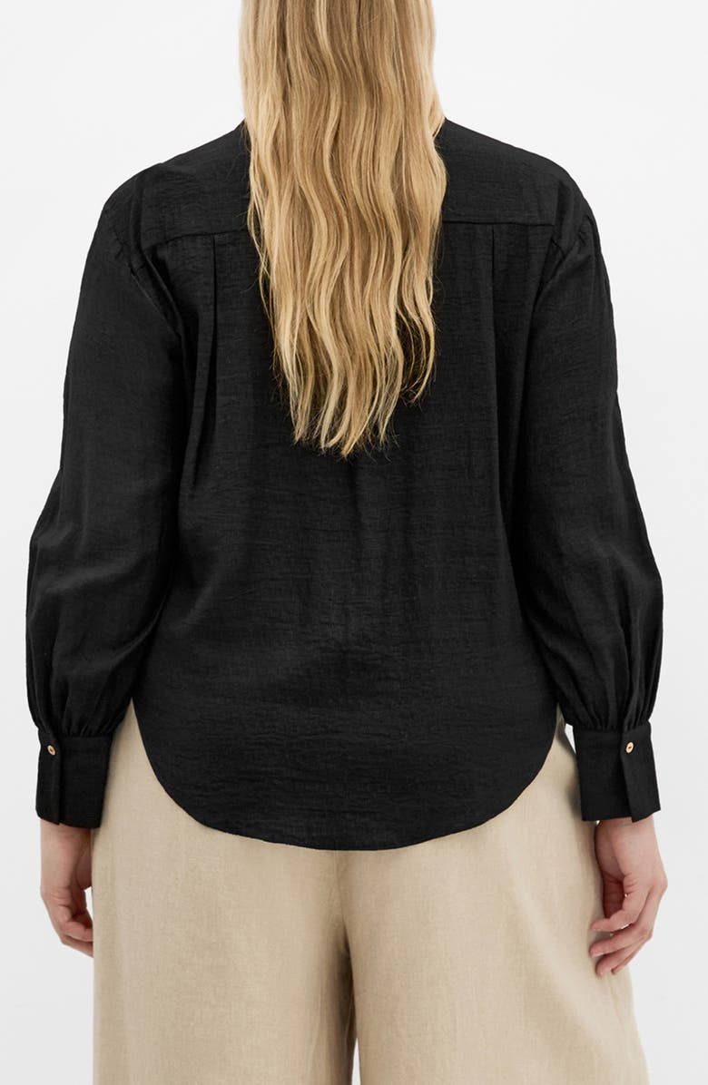 City Chic Rosabella Tie Hem Button-Up Shirt, Alternate, color, Black