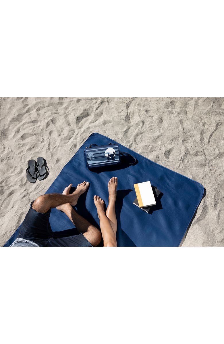 Picnic Time x Disney Lilo & Stitch Outdoor Picnic Blanket Tote, Alternate, color, Navy Blue With Blue Flap