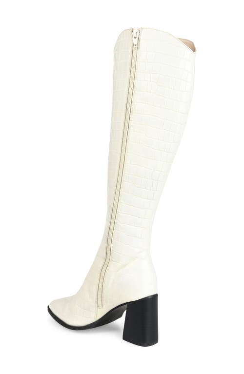 Journee Signature Laila Leather Boot In Off White