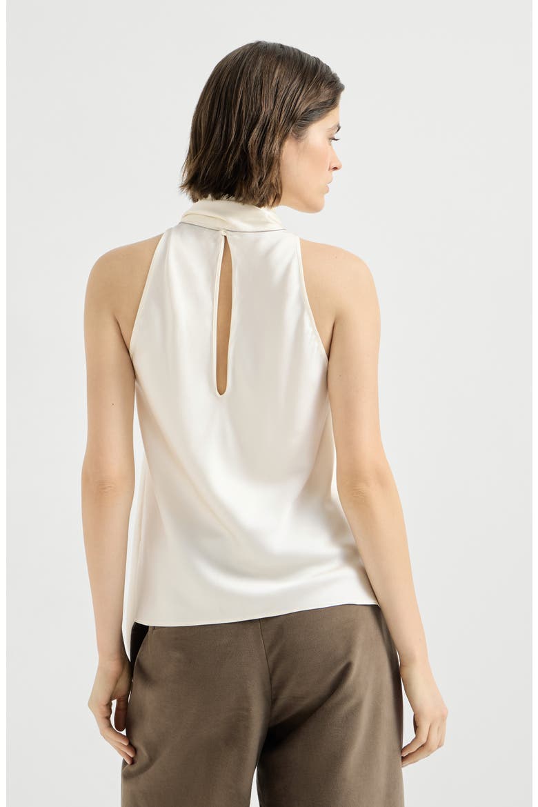 Silk satin top with monili, Alternate, color, Panama