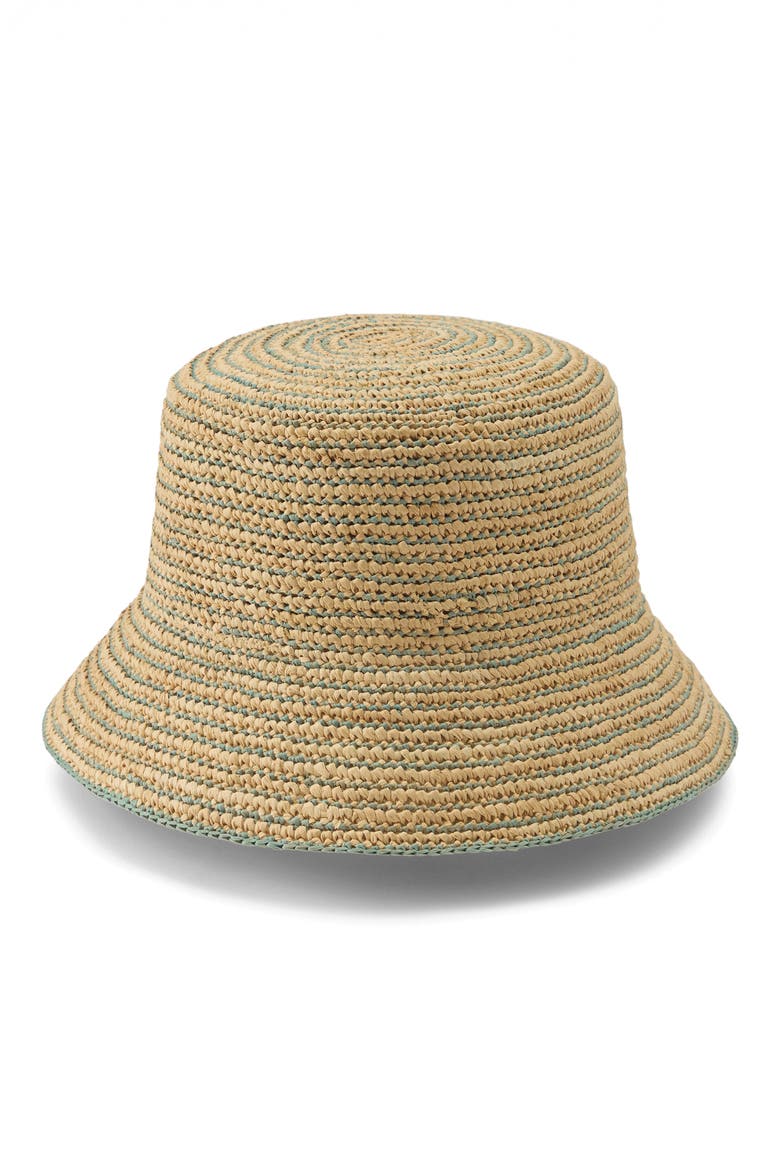 Nala Raffia Bucket Hat, Alternate, color, NATURAL/ SEAGLASS