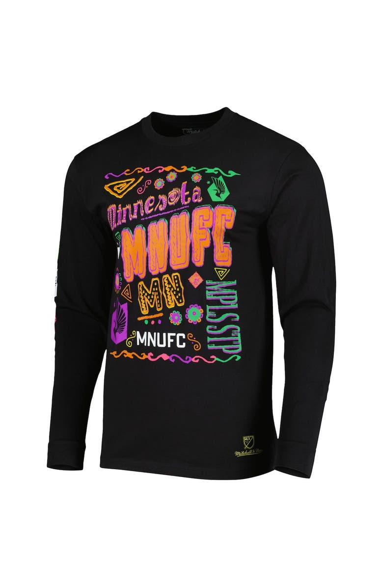 Mitchell & Ness Men's Mitchell & Ness Black Minnesota United FC Papel Picado Long Sleeve T-Shirt, Alternate, color, 