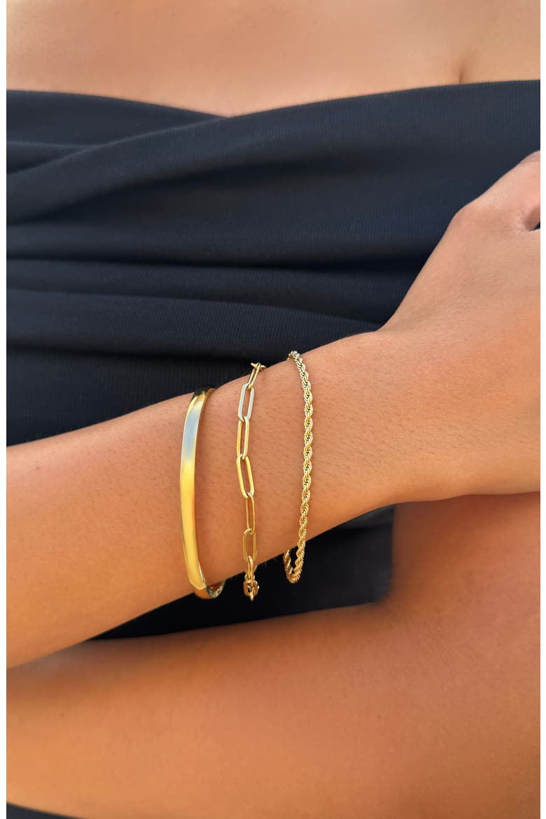Set of 3 18K Gold Plated Stainless Steel Bracelets, Alternate, color, GOLD