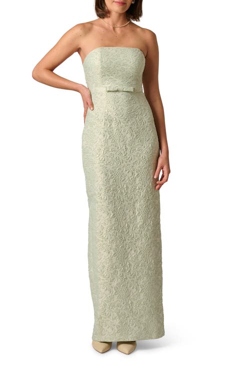 Glitter Jacquard Strapless Gown