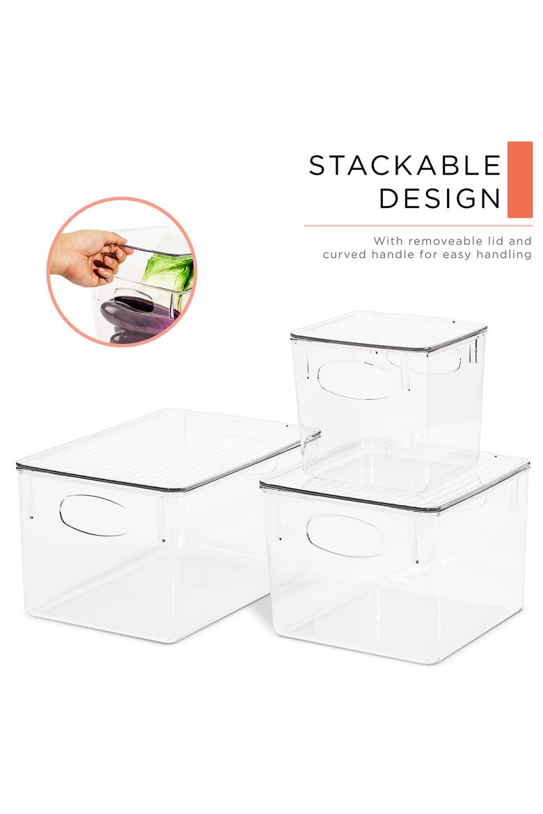 Clear Lidded Bin Set, Alternate, color, CLEAR