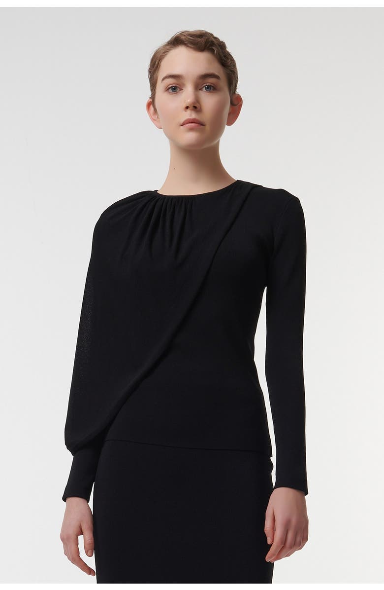 Leem Knitted Top with Scarf Detail, Alternate, color, Black