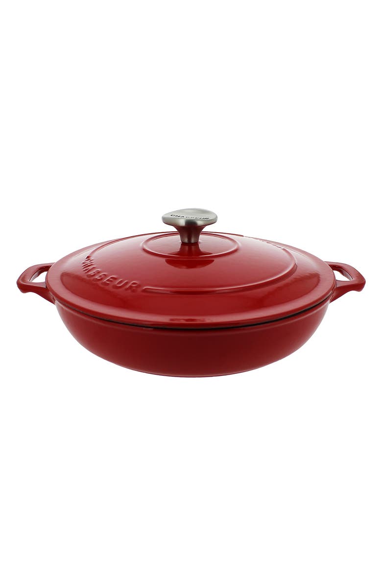 CHASSEUR 1.8-quart Red French Enameled Cast Iron Braiser With Lid, Main, color, Red