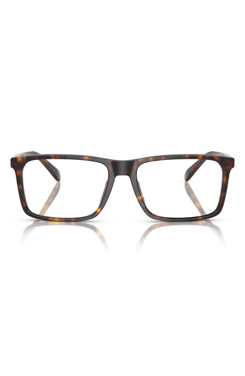 COACH 58mm Rectangle Optical Glasses, Main, color, Dark Tortoise / Demo Lens