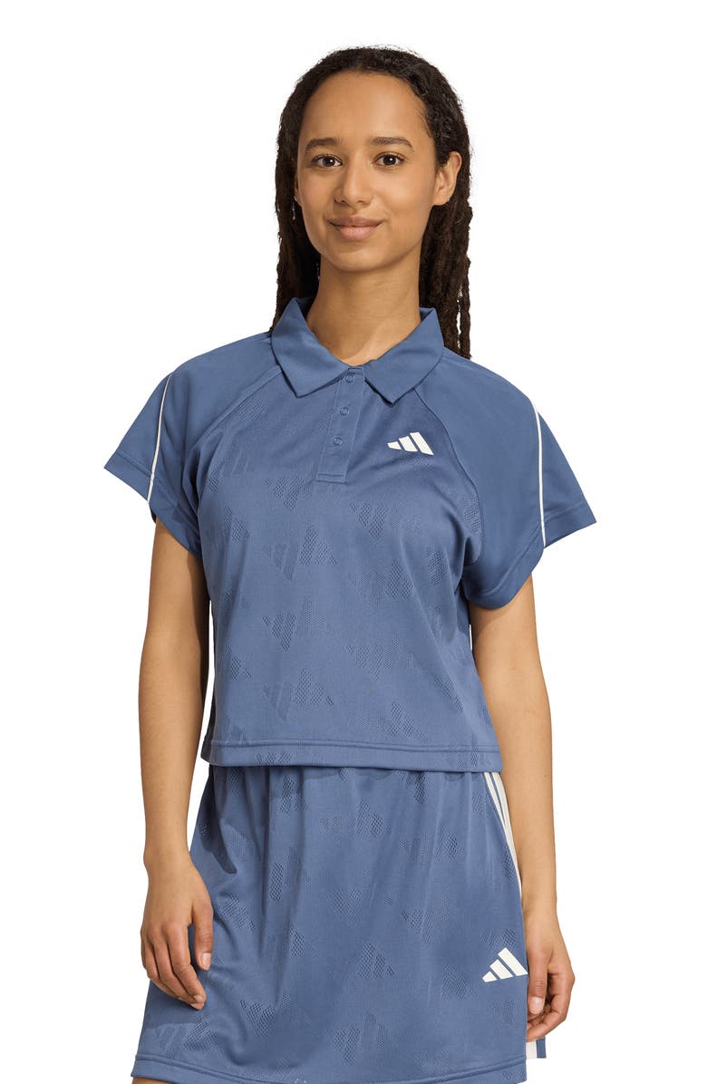 adidas Stadium 3-Stripes Tennis Jacquard Polo, Alternate, color, Preloved Ink/ Off White