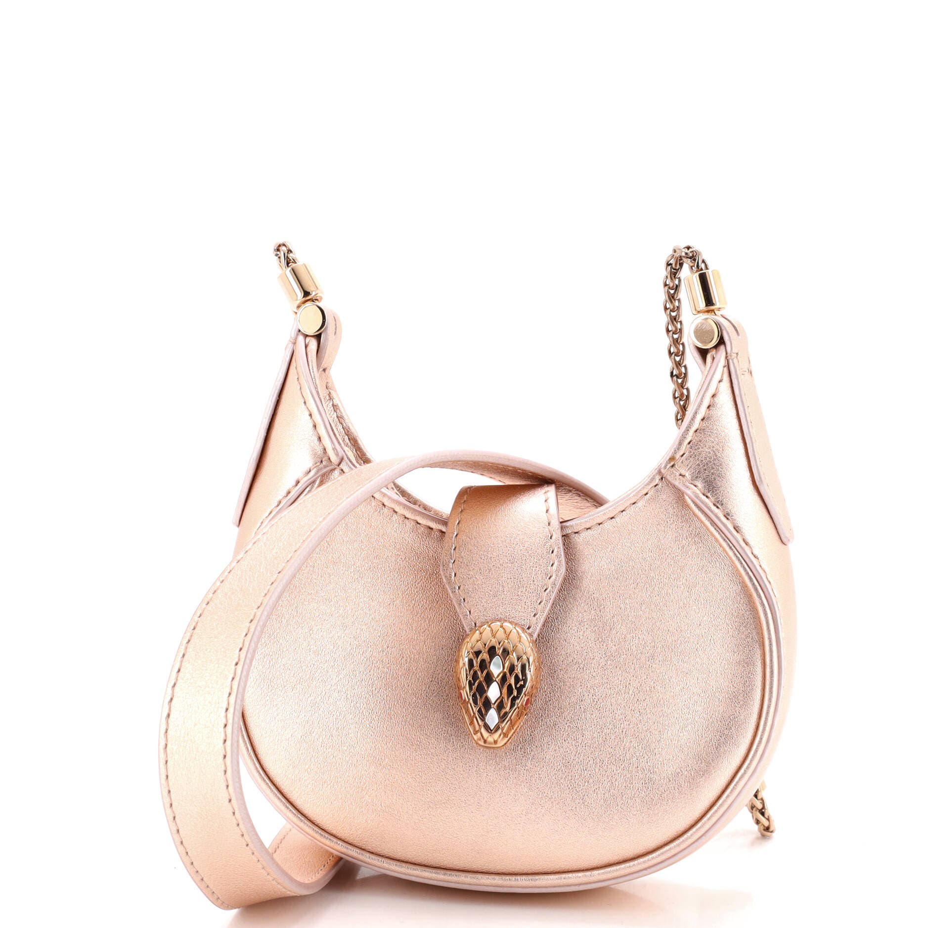 Serpenti Ellipse Crossbody Bag Leather Micro, Main, color, Metallic Gold