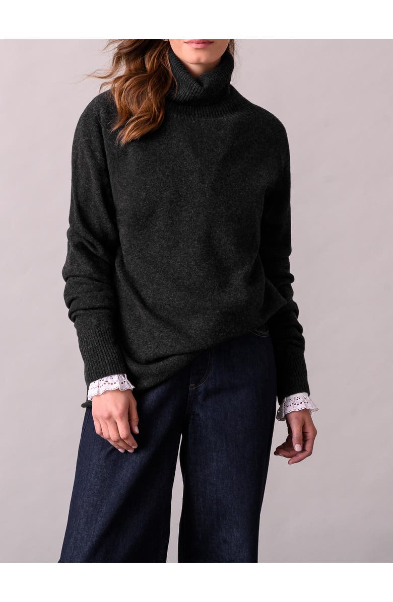 Celtic & Co. Geelong Wool Slouch Turtleneck Sweater, Alternate, color, Charcoal