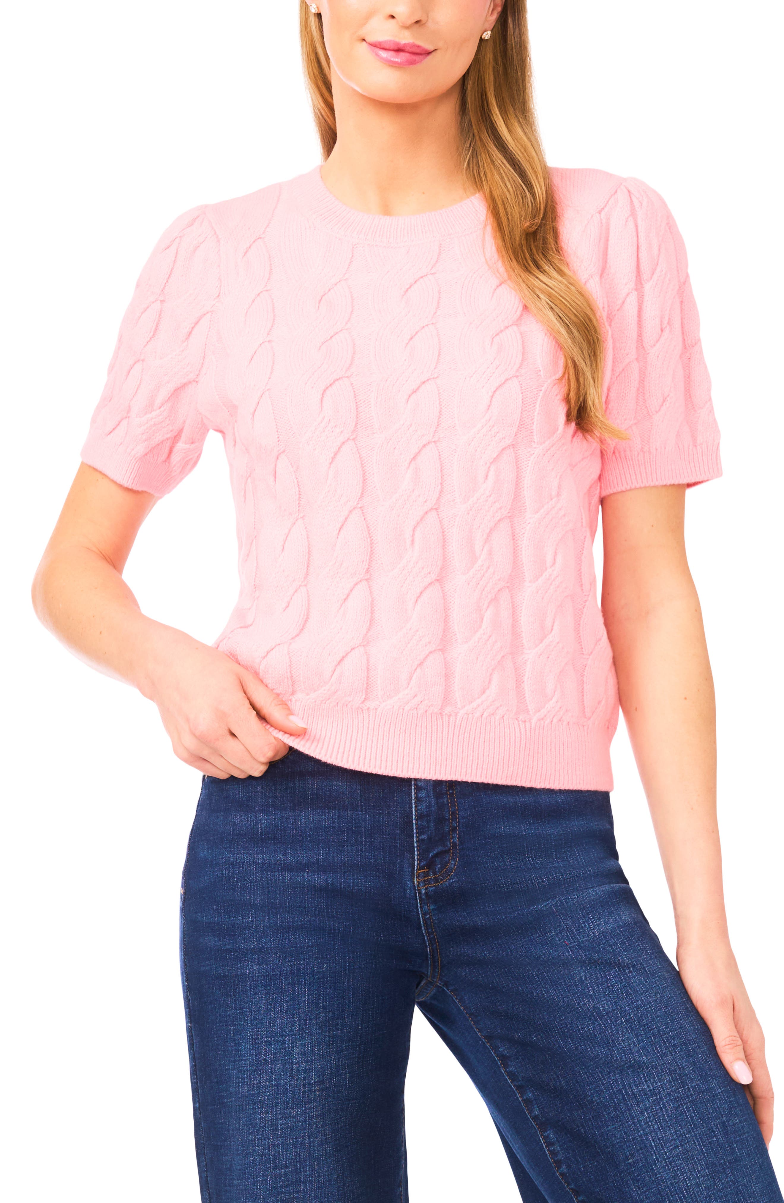 Cotton Blend Cable Knit Sweater - image 3
