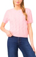 CeCe Cotton Blend Cable Knit Sweater
